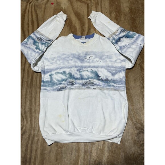 Animal Habitat Sweater Adult L Cotton White Pullover @GQ Knit Crewneck Vintage - Picture 1 of 10
